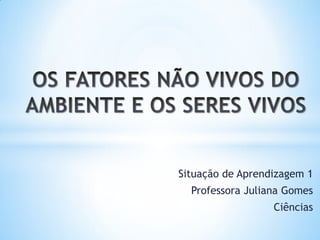 Situação de Aprendizagem 1
Professora Juliana Gomes
Ciências
 