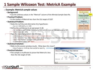 Hypothesis Testing: Central Tendency – Non-Normal (Compare 1:Standard)
