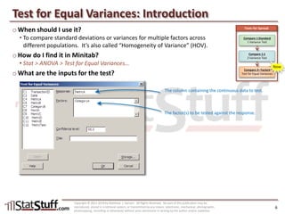 Hypothesis Testing: Spread (Compare 2+ Factors)