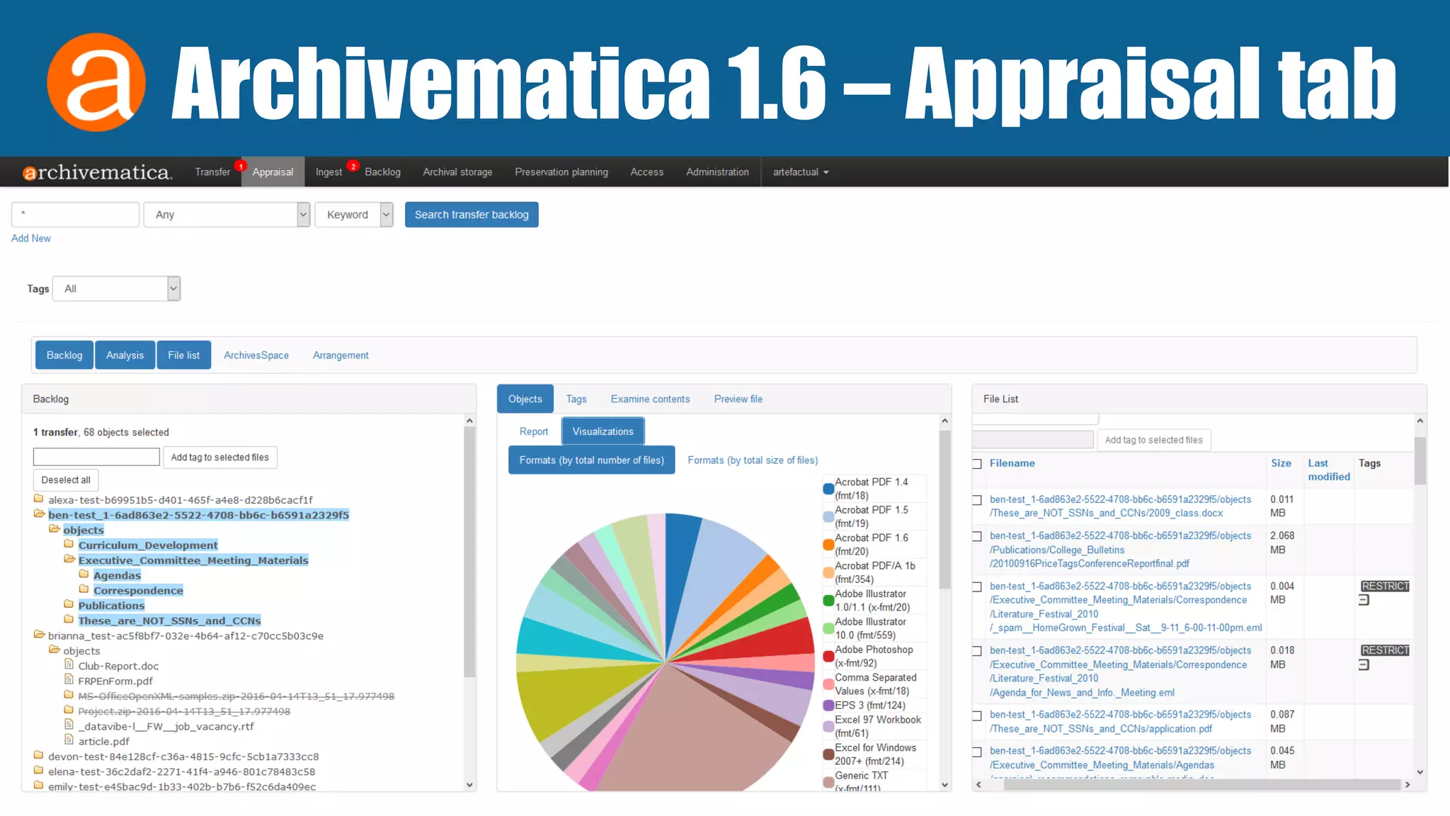 Archivematica 1.6 – Appraisal tab
 