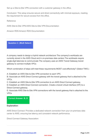 AWS Certified Solutions Architect – Associate SAA-C03 Exam Guide | PDF