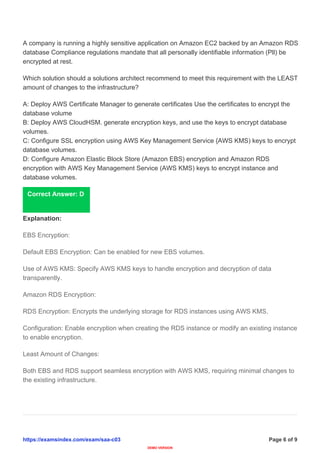 AWS Certified Solutions Architect – Associate SAA-C03 Exam Guide | PDF
