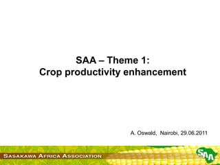 SAA – Theme 1: Crop productivity enhancement A. Oswald,  Nairobi, 29.06.2011 
