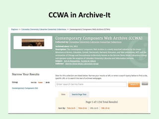 CCWA in Archive-It
 