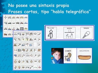No posee una sintaxis propia Frases cortas, tipo “habla telegráfica” 