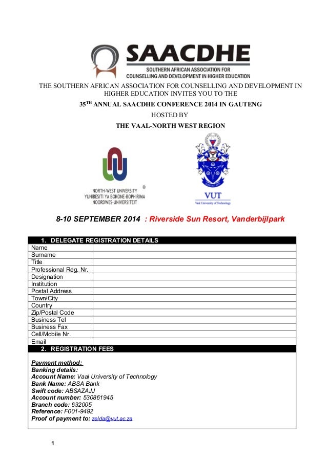 SAACDHE 2014 Conference Registration Form