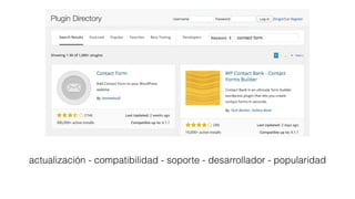 actualización - compatibilidad - soporte - desarrollador - popularidad
 