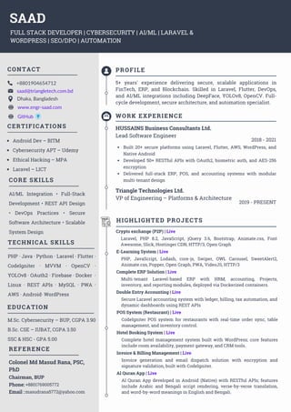 Engr Saad Full Stack AI Automation CV/Resume | PDF