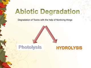 Degradation of Toxins with the help of Nonliving things

 