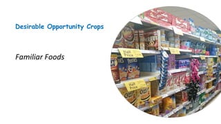 Desirable Opportunity Crops
Familiar Foods
 