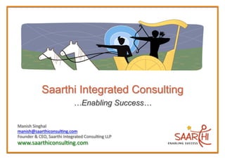 Manish	
  Singhal	
  
manish@saarthiconsul2ng.com	
  
Founder	
  &	
  CEO,	
  Saarthi	
  Integrated	
  Consul2ng	
  LLP	
  
www.saarthiconsul2ng.com	
  
 