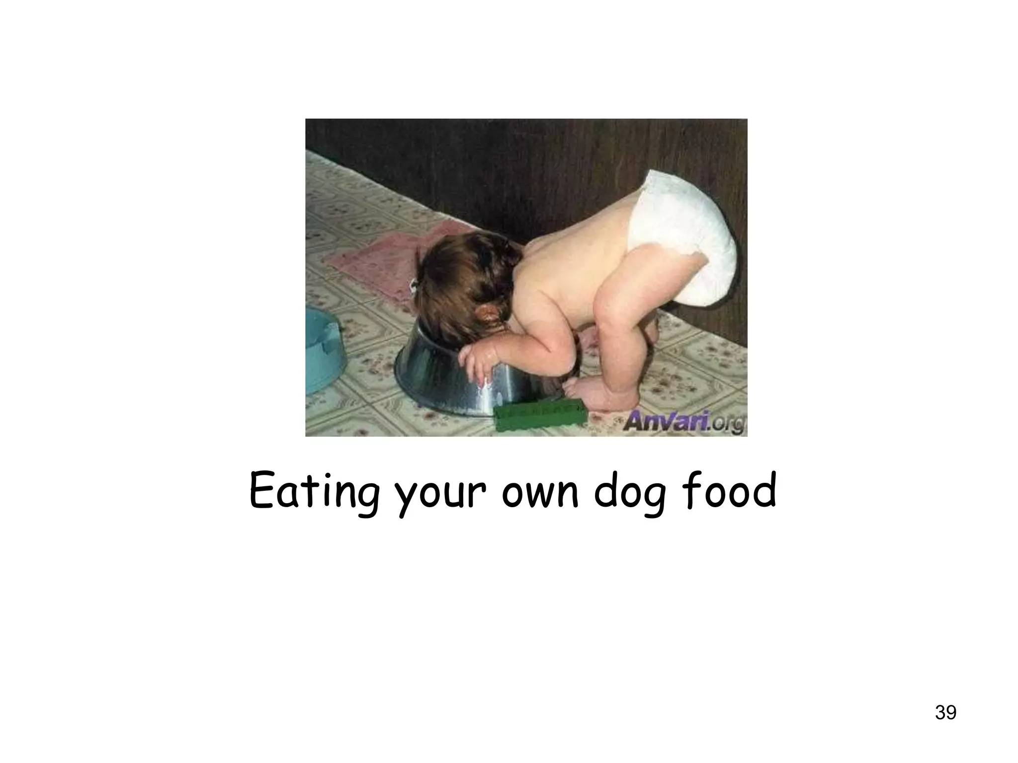 39
Eating your own dog food
 