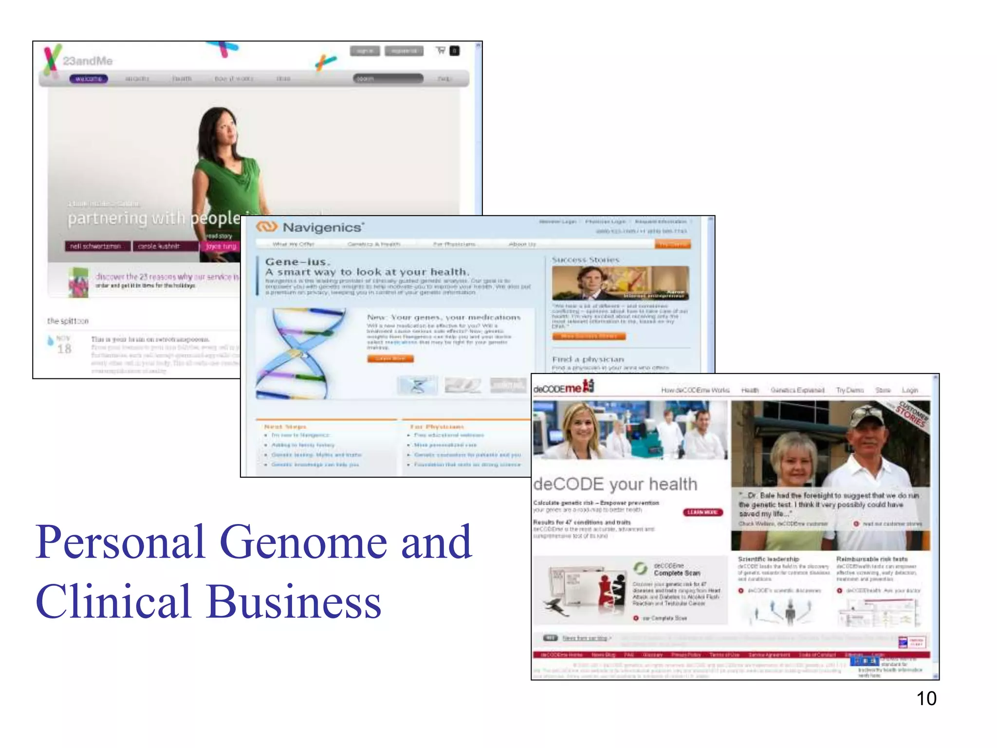 10
Personal Genome and
Clinical Business
 