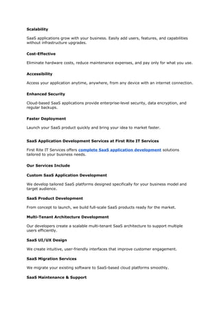 SaaS Application Development | First Rite IT Services | DOCX
