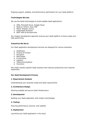 SaaS Application Development | First Rite IT Services | DOCX