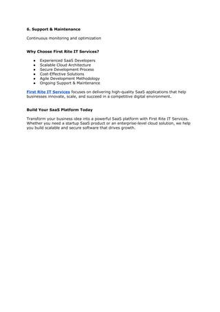 SaaS Application Development | First Rite IT Services | DOCX
