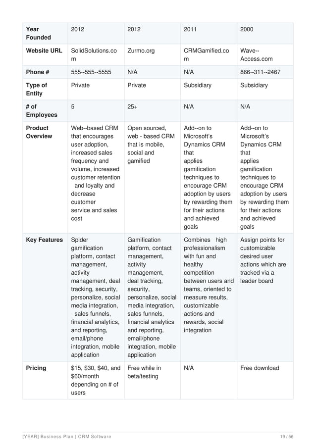 Saas Business Plan Example Pdf Sales Business