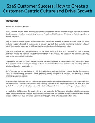 SaaS Customer Success: How to Create a Customer-Centric Culture and ...