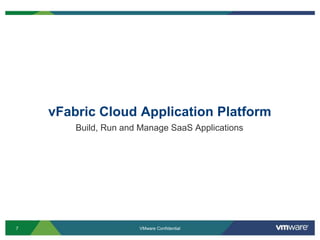 vFabric Cloud Application Platform
        Build, Run and Manage SaaS Applications




7                     VMware Confidential
 