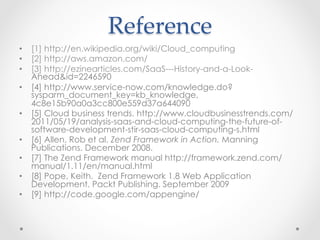 Reference	
•  [1] http://en.wikipedia.org/wiki/Cloud_computing
•  [2] http://aws.amazon.com/
•  [3] http://ezinearticles.c...