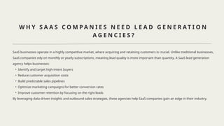SaaS Lead Generation Agency: Guide to Scaling Your SaaS Business | PPT