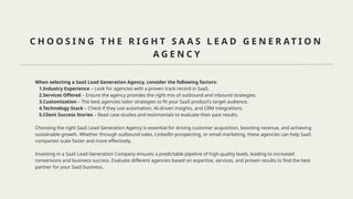 SaaS Lead Generation Agency: Guide to Scaling Your SaaS Business | PPTX