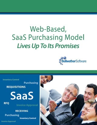 Web-Based,
           SaaS Purchasing Model
                   Lives Up To Its Promises



 inventory control
                 Purchasing
     Requisitions
               Receiving




  RFq
         SaaS
                   Invoice Approval

               Receiving
   Purchasing
                     inventory control
invoice Approval
 