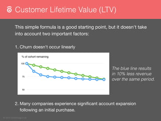 © 2015 Chartmogul Ltd
Customer Lifetime Value (LTV)
This simple formula is a good starting point, but it doesn't take
into...