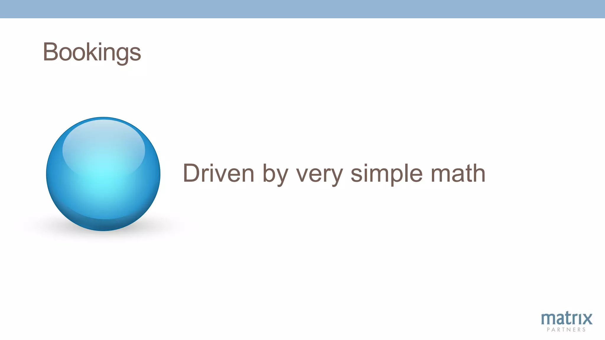 Bookings
Driven by very simple math
 