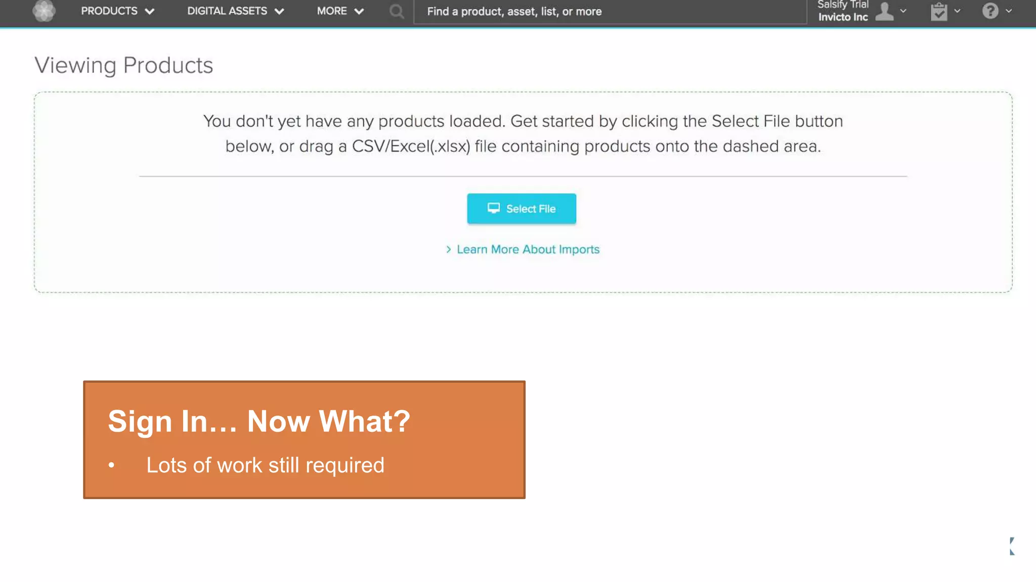 Sign In… Now What?
• Lots of work still required
 