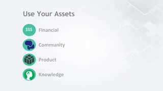 Use Your Assets
Financial
Community
Product
Knowledge
$$$
 