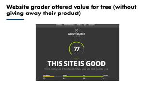 Proprietary and Confidential ©2018 OpenView Advisors, LLC. All Rights Reserved 25
Website grader offered value for free (without
giving away their product)
 