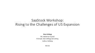 SaaStock Workshop:
Rising to the Challenges of US Expansion
Dave Kellogg
EIR, Balderton Capital
Principal, Dave Kellogg Consulting
Author, Kellblog
9/7/22
 