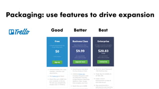 Packaging: use features to drive expansion
Good Better Best
 