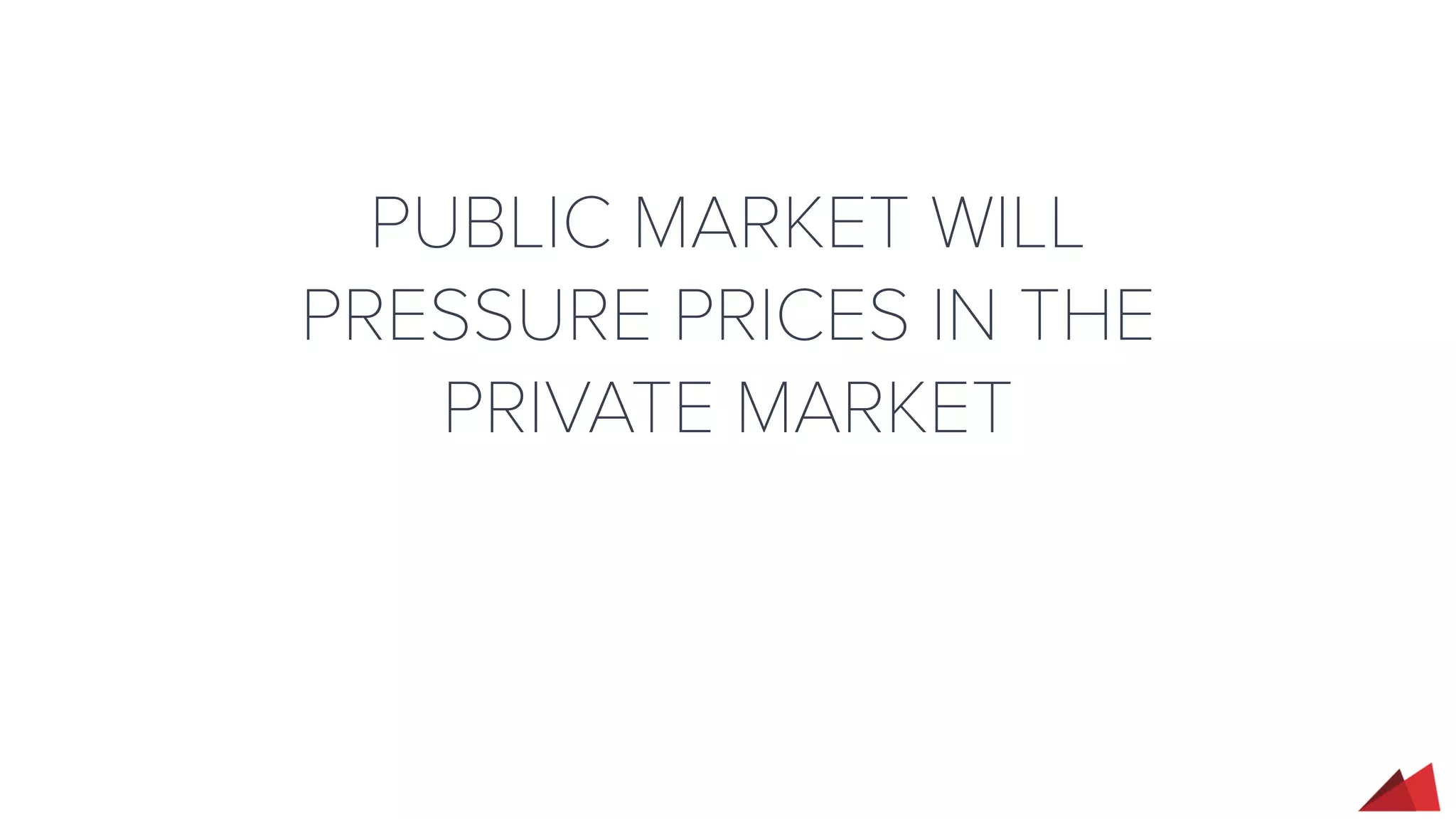 PUBLIC MARKET WILL
PRESSURE PRICES IN THE
PRIVATE MARKET