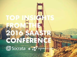 TOP INSIGHTS
FROM THE
2016 SAASTR
CONFERENCE
+
 