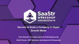 Secrets to Scale a Company in Hyper
Growth Mode
Chris Donato | President Sales & Field Engineering
Shelli Vivona | SVP Business Development & Ecosystem
 