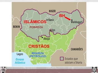 ISLÂMICOS
CRISTÃOS
BH
RIQUEZA
(PETRÓLEO)
POBREZA
 