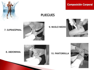 PLIEGUES

9. MUSLO MEDIO
7. SUPRAESPINAL

8. ABDOMINAL

10. PANTORRILLA

 