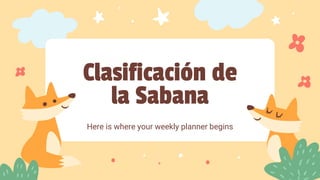 Clasificación de
la Sabana
Here is where your weekly planner begins
 