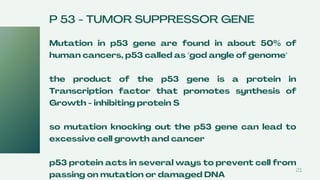BIOCHEMISTRY OF CANCER, MOLECULAR BIOLOGY OF CANCER, TUMOR SUPPRESSOR ...