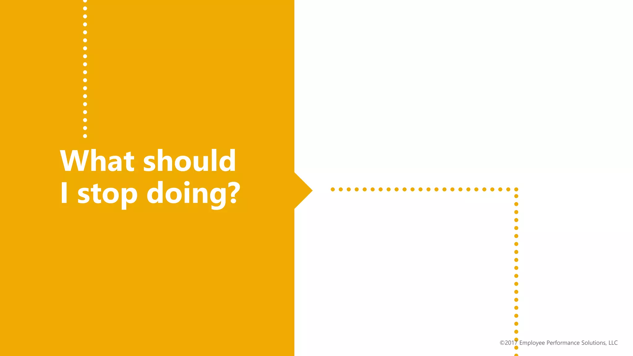 What should
I stop doing?
©2017 Employee Performance Solutions, LLC
 