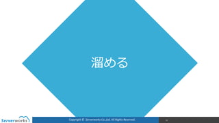 Copyright	
  ©	
  	
  Serverworks	
  Co.,Ltd.	
  All	
  Rights	
  Reserved.	
  
溜溜める
52
 