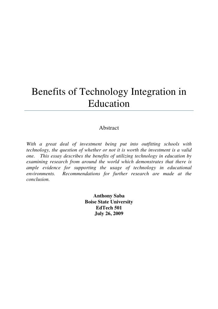 Technology in education essay