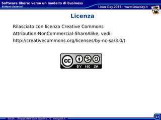 Software libero: verso un modello di business
Stefano Sabatini



                                      Licenza
        Ri...