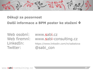 www.sabi-consulting.cz
Web osobní: www.sabi.cz
Web firemní: www.sabi-consulting.cz
LinkedIn: https://www.linkedin.com/in/s...