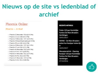 Nieuws op de site vs ledenblad of
archief
 