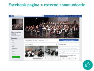 Facebook-pagina = externe communicatie
 