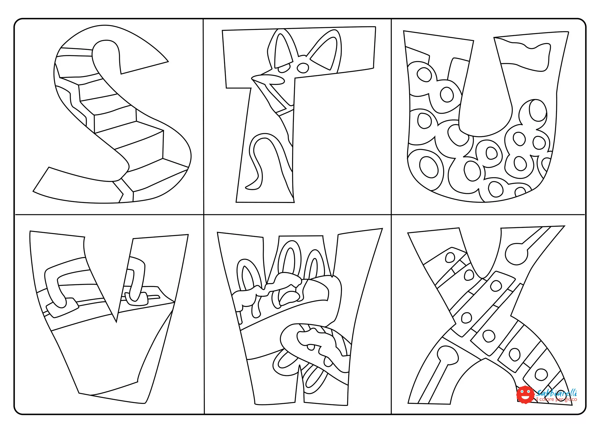 Lettere STUVWX Disegni da colorare Sabbiarelli PPT