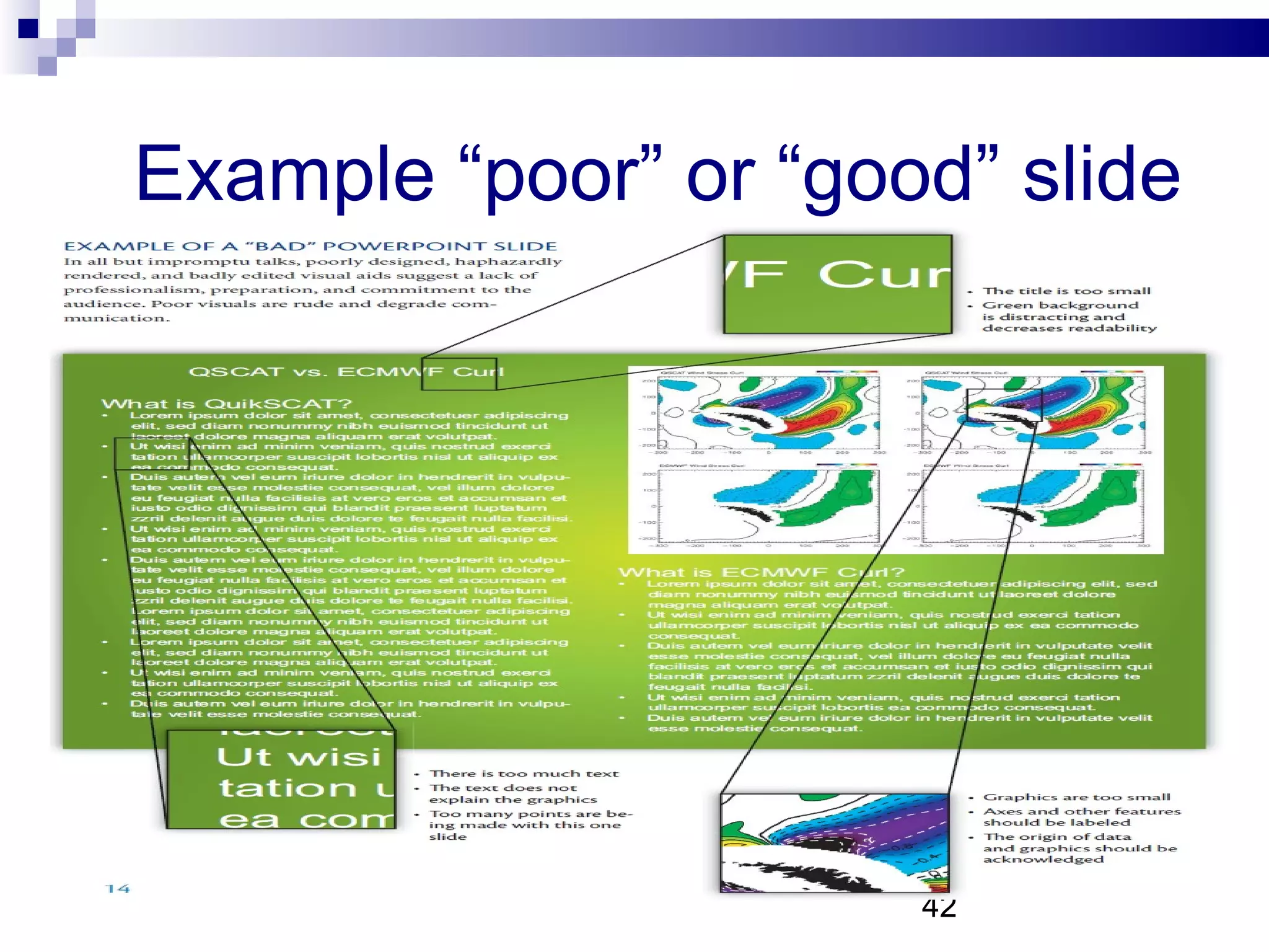 Example “poor” or “good” slide 